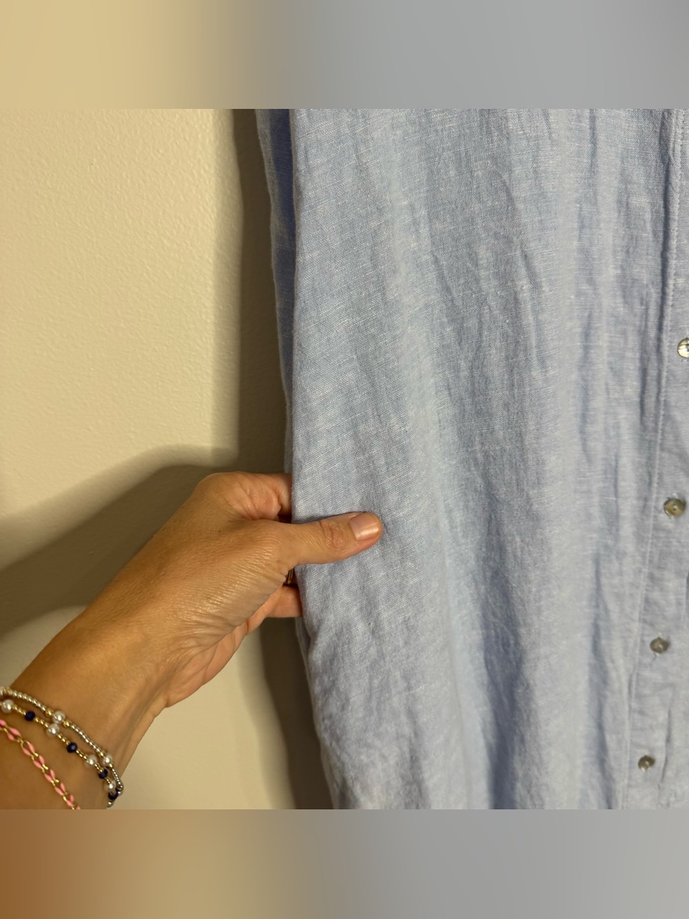 NWT C&C California Light Blue Linen Viscose Collared Button Shirt Dress Large - Picture 4 of 10